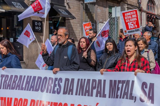Porto, Portugal: May 1, 2024: Celebration and Protest of the May 1in Portugal, Labour Day, in Porto, Portugal