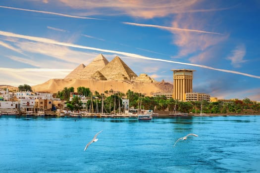 Amazing Aswan landscape on the way to The Great Pyramids of Egypt.