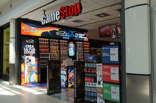 Rimini, Italy - June 25, 2024: A Gamestop video game store in the Rimini, Italy on June 25, 2024