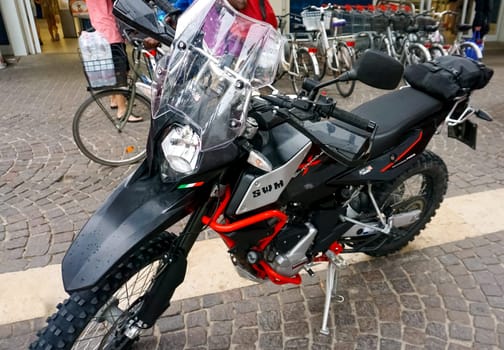 Rimini, Italy - June 25, 2024: Beautifull model SWM Motorcycles at Rimini, Italy