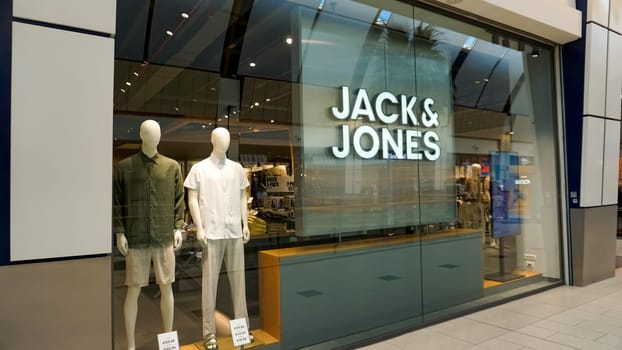 Rimini, Italy - June 25, 2024: Signage from Jack and Jones store at Rimini at Italy