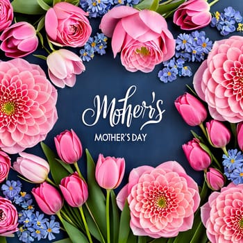 annually recurring Mother's Day with flowers and best wishes