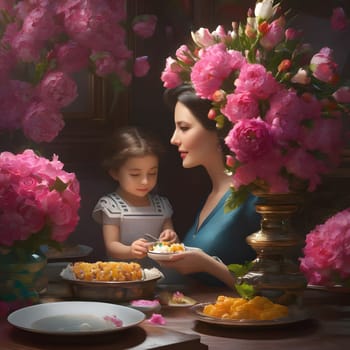 annually recurring Mother's Day with flowers and best wishes
