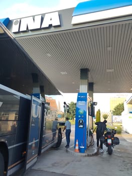 Zadar, Croatia - June 24, 2024: Ina gas station in Zadar, Croatia on June 24, 2024