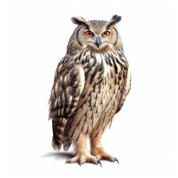Eagle owl isolated on white AI generated image