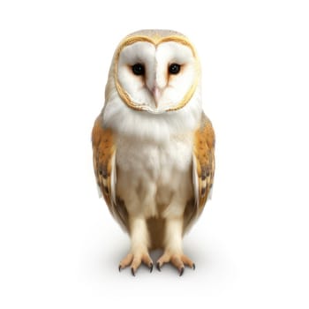 Barn owl isolated on white AI generated image