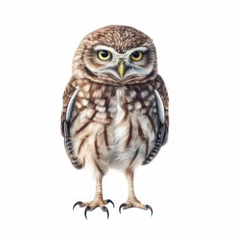 Little owl isolated on white AI generated image