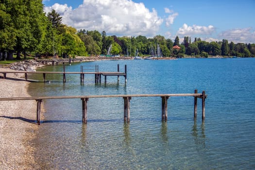 Lake Geneva (Lac Leman) at St Prex in the Vaud canton of Switzerland.