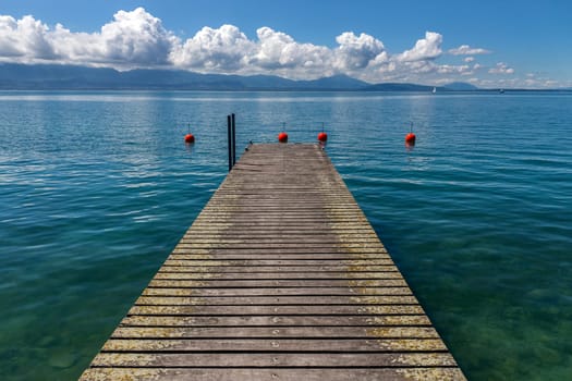 Lake Geneva (Lac Leman) at St Prex in the Vaud canton of Switzerland.