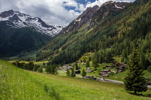 A small village in the Swiss Alps near Martigny in southwest Switzerland