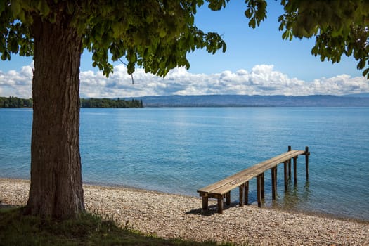 Lake Geneva (Lac Leman) at St Prex in the Vaud canton of Switzerland.