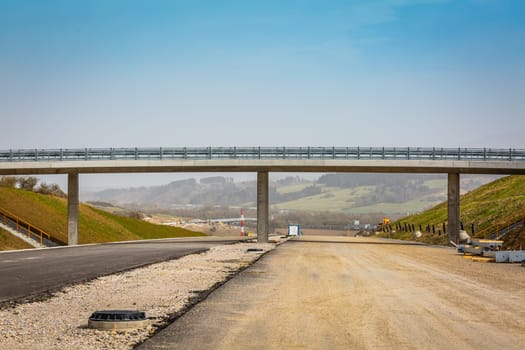 Construction of  a new highway or motorway in Slovakia, Europe