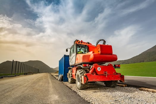 Construction of  a new highway or motorway in Slovakia, Europe