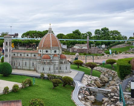 Viserba, Italy - June 25, 2024: The Cathedral of Santa Maria del Fiore Florence at Theme park Italy in Miniature or Italia in Miniatura in Rimini, Italy