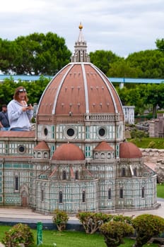 Viserba, Italy - June 25, 2024: The Cathedral of Santa Maria del Fiore Florence at Theme park Italy in Miniature or Italia in Miniatura in Rimini, Italy