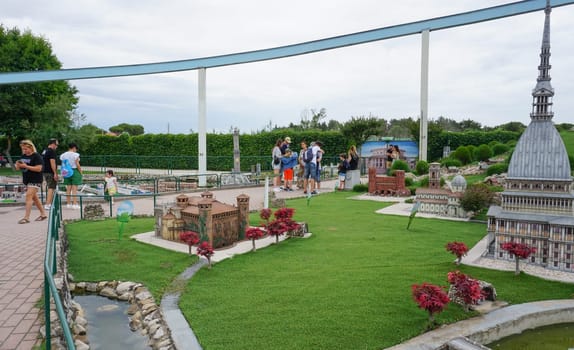 Viserba, Italy - June 25, 2024: Torino at Theme park Italy in Miniature or Italia in Miniatura in Rimini, Italy - Reproduction of famous attractions in a small scale