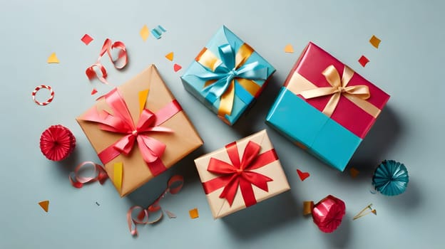 Closeup of the colorful birthday gifts