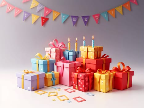 Closeup of the colorful birthday gifts
