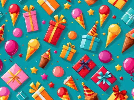 Closeup of the colorful birthday gifts