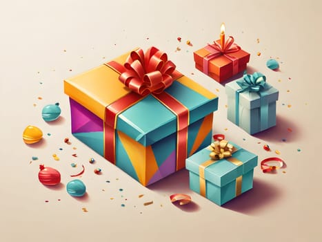Closeup of the colorful birthday gifts