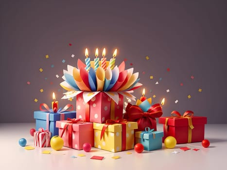 Closeup of the colorful birthday gifts
