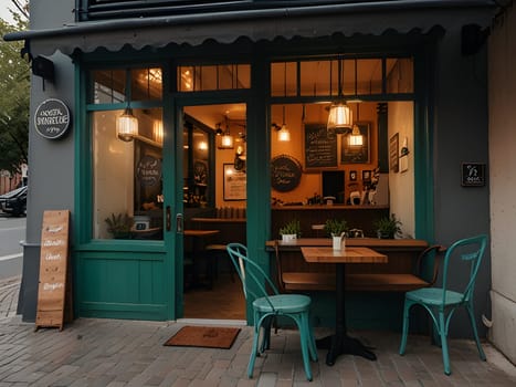 Cozy cafe view in french style