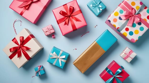Closeup of the colorful birthday gifts