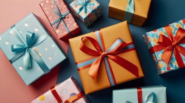 Closeup of the colorful birthday gifts
