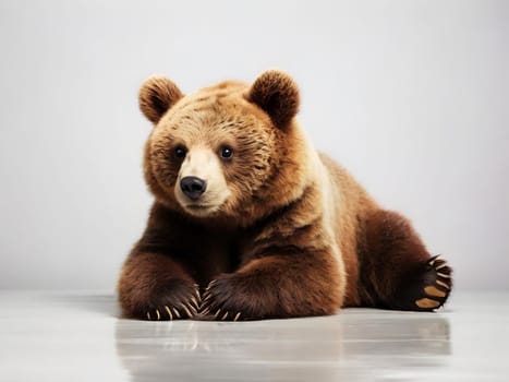 Funny cute bear on the white