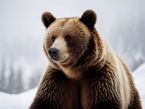 Funny cute bear on the white