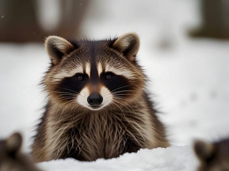 Funny cute closeup of raccoon