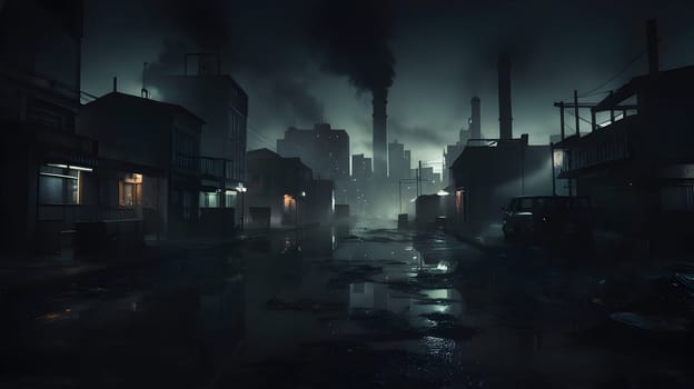View on the city with pollution
