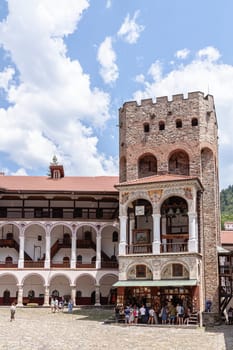 RIL MONASTERY, BULGARIA - 14.07. 2024: Tourist visit to the monastery of St. Ivan Rila, Kyustendil region, Bulgaria
