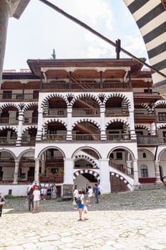 RIL MONASTERY, BULGARIA - 14.07. 2024: Tourist visit to the monastery of St. Ivan Rila, Kyustendil region, Bulgaria