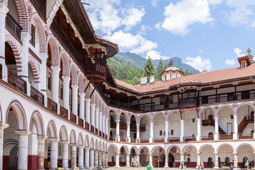 RIL MONASTERY, BULGARIA - 14.07. 2024: Tourist visit to the monastery of St. Ivan Rila, Kyustendil region, Bulgaria