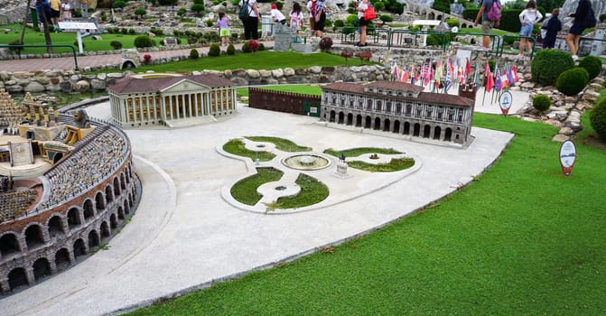 Viserba, Italy - June 25, 2024: Arena at Verona at Theme park Italy in Miniature or Italia in Miniatura in Rimini, Italy - Reproduction of famous attractions in a small scale