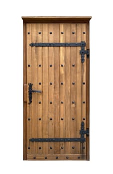 Old wooden door isolated on white background