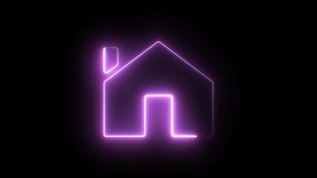 Neon house icon. Computer generated 3d render