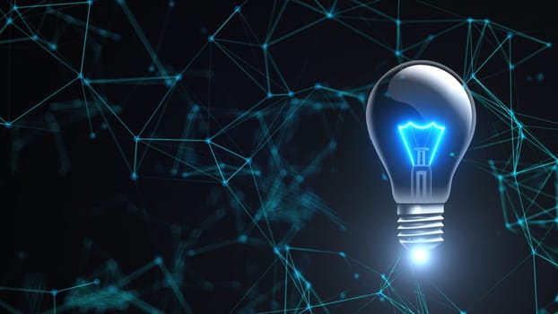 Light bulb with connection dots. Computer generated 3d render