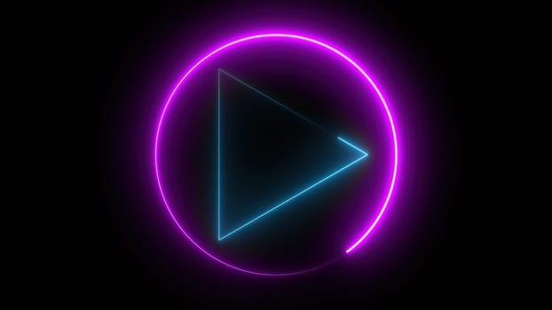 Neon play button. Computer generated 3d render
