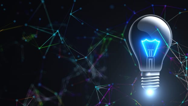 Light bulb with connection dots. Computer generated 3d render
