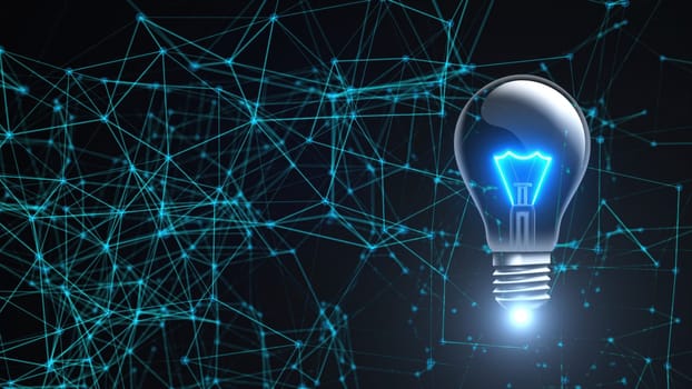 Light bulb with connection dots. Computer generated 3d render