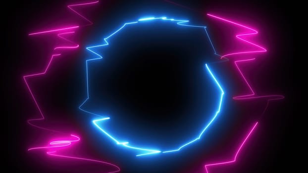 Zigzag neon object. Computer generated 3d render
