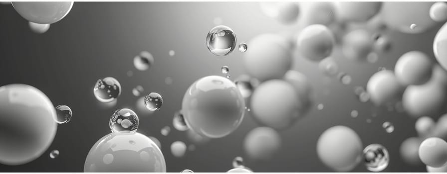 A grayscale abstract bubble design, depicting spheres in a symmetrical pattern, floats against a solid backdrop, suggesting depth. Ideal as a logo, it symbolizes unity, diversity, creativity, and innovation in vector, 2D, and flat styles.