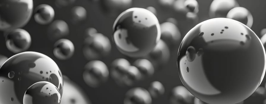 A grayscale abstract bubble design, with sphere-like shapes in symmetry suggesting depth. Ideal for logos, symbolizing unity, diversity, and innovation. Crafted in vector graphics for a high-resolution, 2D, flat style.