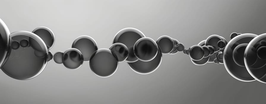 A grayscale abstract bubble design, showcasing spheres arranged symmetrically, floats against a solid backdrop, enhancing depth. Ideal as a logo, it symbolizes unity, diversity, and creativity in a vector, 2D, flat style.