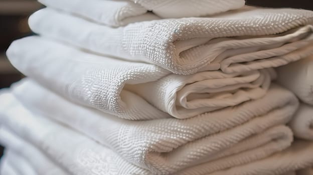 A vast collection of neatly folded white towels.