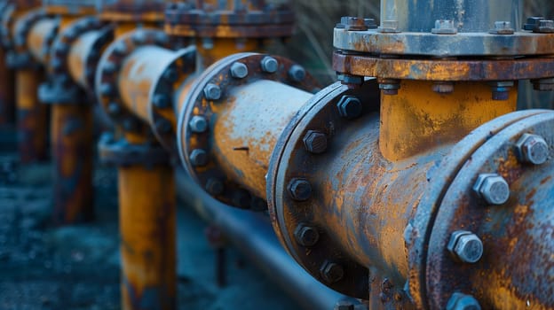 A series of metal pipes perfectly aligned, showcasing an industrial elegance in their arrangement.