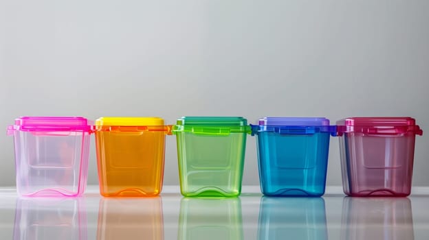 An array of durable plastic containers designed for versatile storage solutions.