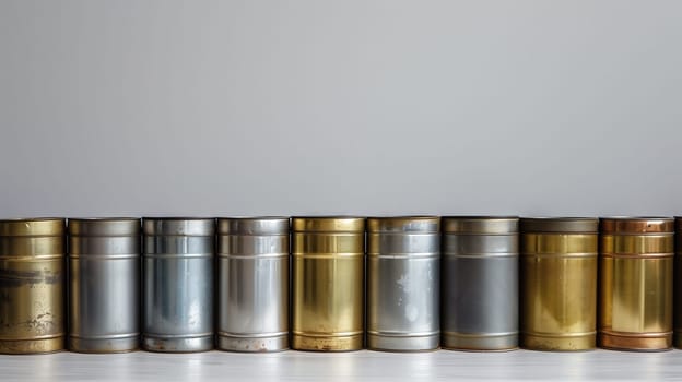 A row of metal containers meticulously aligned, embodying both function and form.